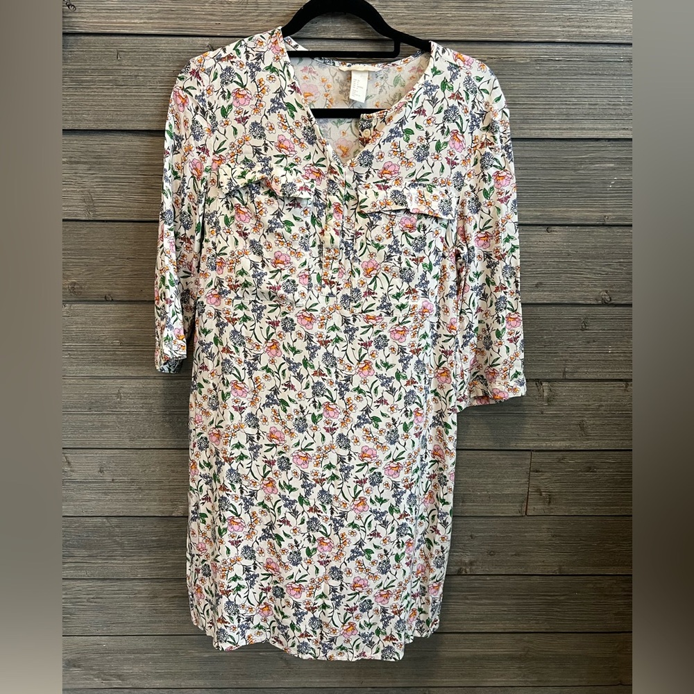 H&M Floral Print Dress with 3/4 Sleeves